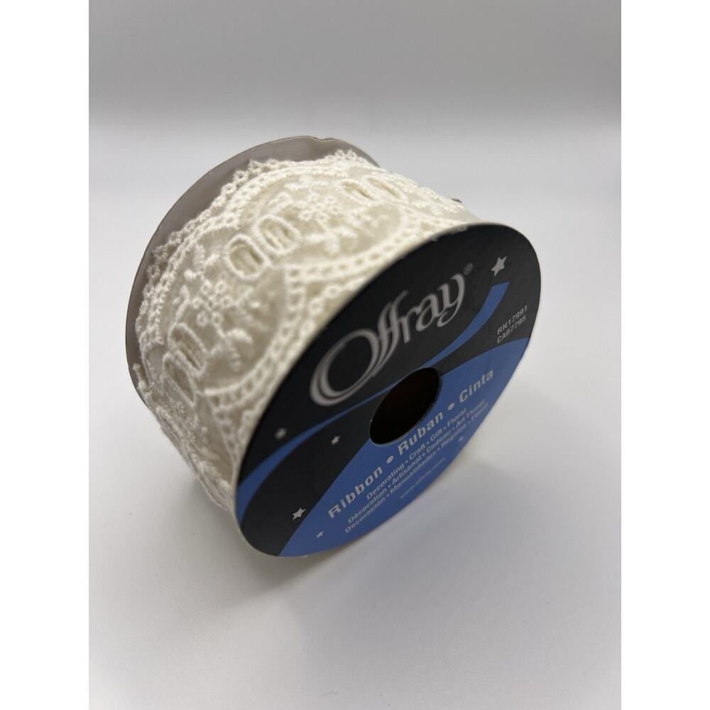 Offray Antiquity Lace Ribbon White 1.75in x 9ft Wedding Craft Trim 45-1627